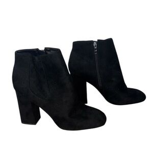 Marc Fisher Black Block Heel Booties Boots Suede Women’s Size 10